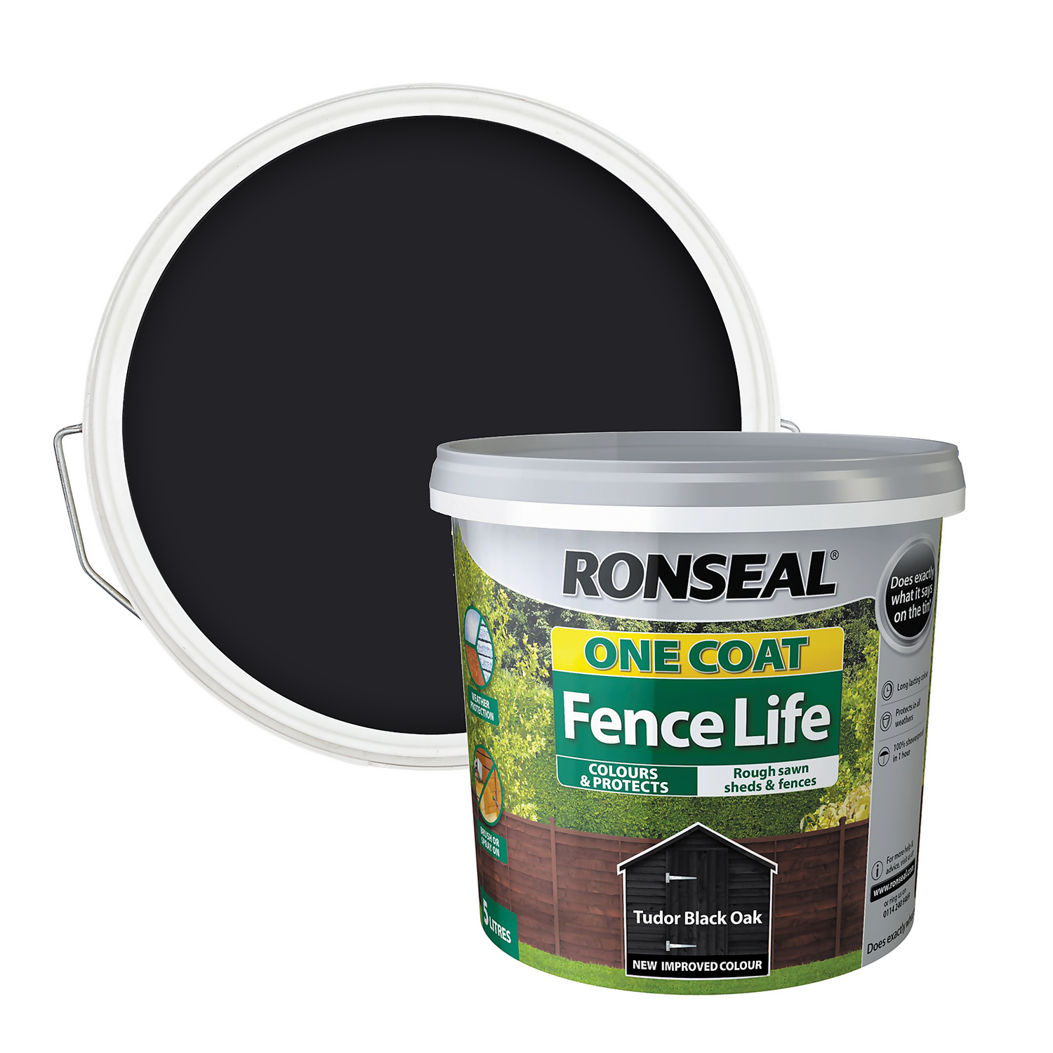 Ronseal One Coat Fence Life Paint Tudor Black Oak - 5L 3 Ronseal One Coat Fence Life Paint Tudor Black Oak - 5L