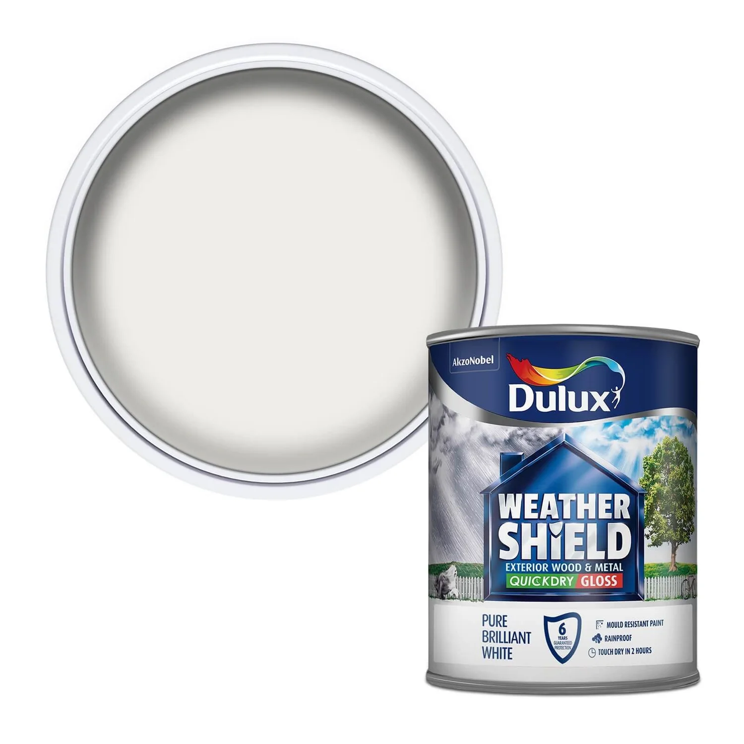 Dulux Weathershield Exterior Quick Dry Gloss Paint Pure Brilliant White - 750ml 3 Dulux Weathershield Exterior Quick Dry Gloss Paint Pure Brilliant White - 750ml
