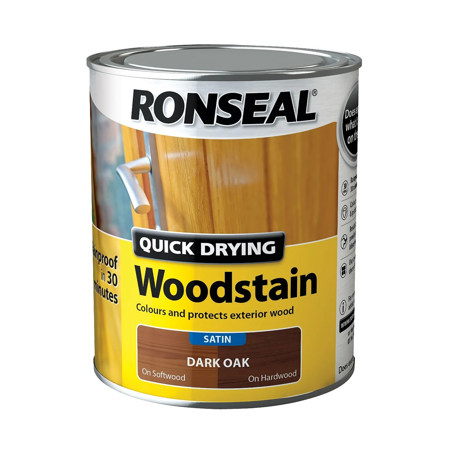 Ronseal Quick Drying Woodstain Dark Oak Satin - 750ml 8 Ronseal Quick Drying Woodstain Dark Oak Satin - 750ml - Image 6