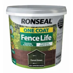 Ronseal One Coat Fence Life Paint Forest Green - 5L -Paint Store 12804806 1674942086688356