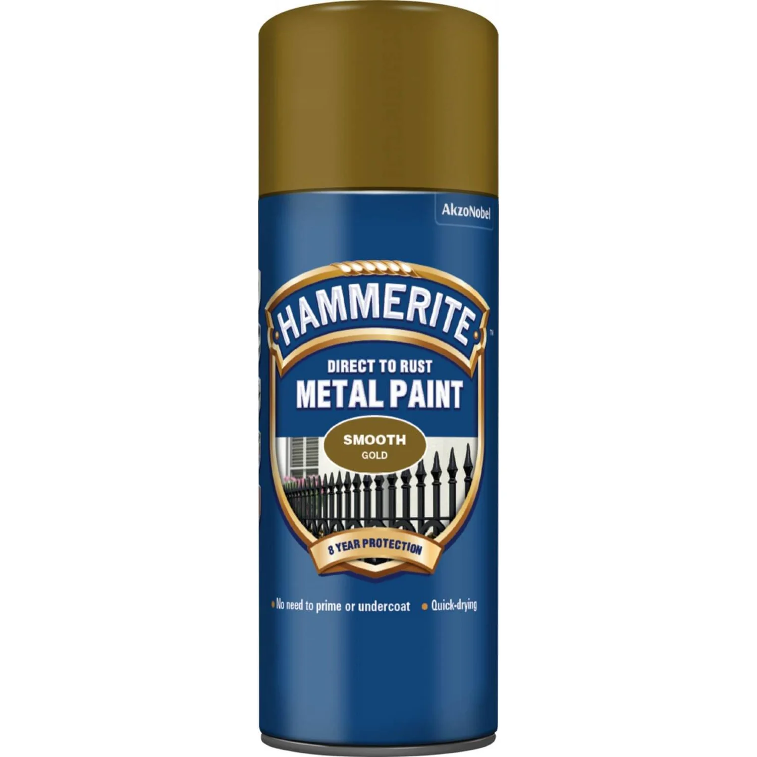 Hammerite Direct To Rust Metal Spray Paint - Smooth Gold - 400ml 3 Hammerite Direct To Rust Metal Spray Paint - Smooth Gold - 400ml