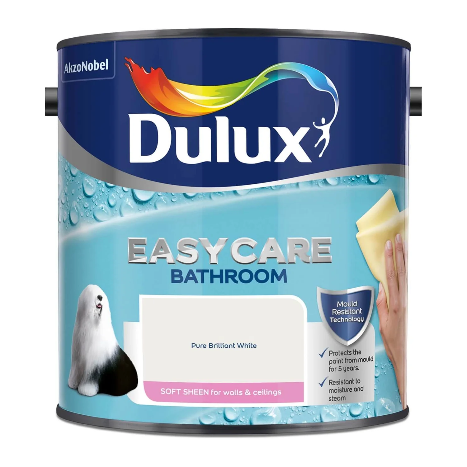 Dulux Easycare Bathroom Pure Brilliant White - Soft Sheen Paint - 2.5L 6 Dulux Easycare Bathroom Pure Brilliant White - Soft Sheen Paint - 2.5L - Image 4