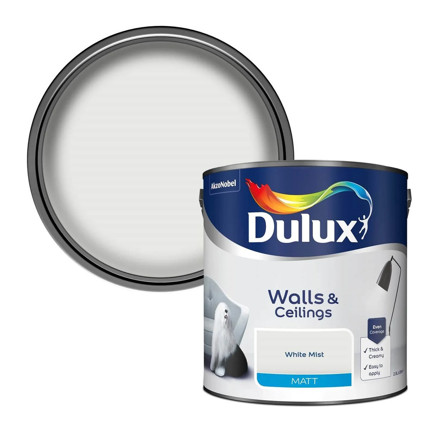 Dulux Matt Emulsion Paint White Mist - 2.5L 3 Dulux Matt Emulsion Paint White Mist - 2.5L