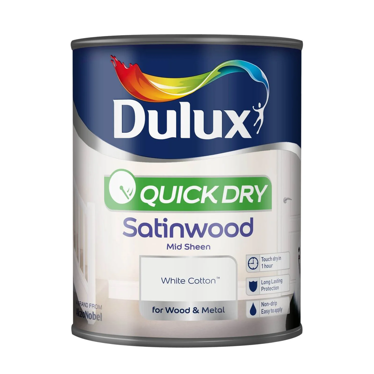 Dulux Quick Dry Satinwood White Cotton - 750ml 4 Dulux Quick Dry Satinwood White Cotton - 750ml - Image 2