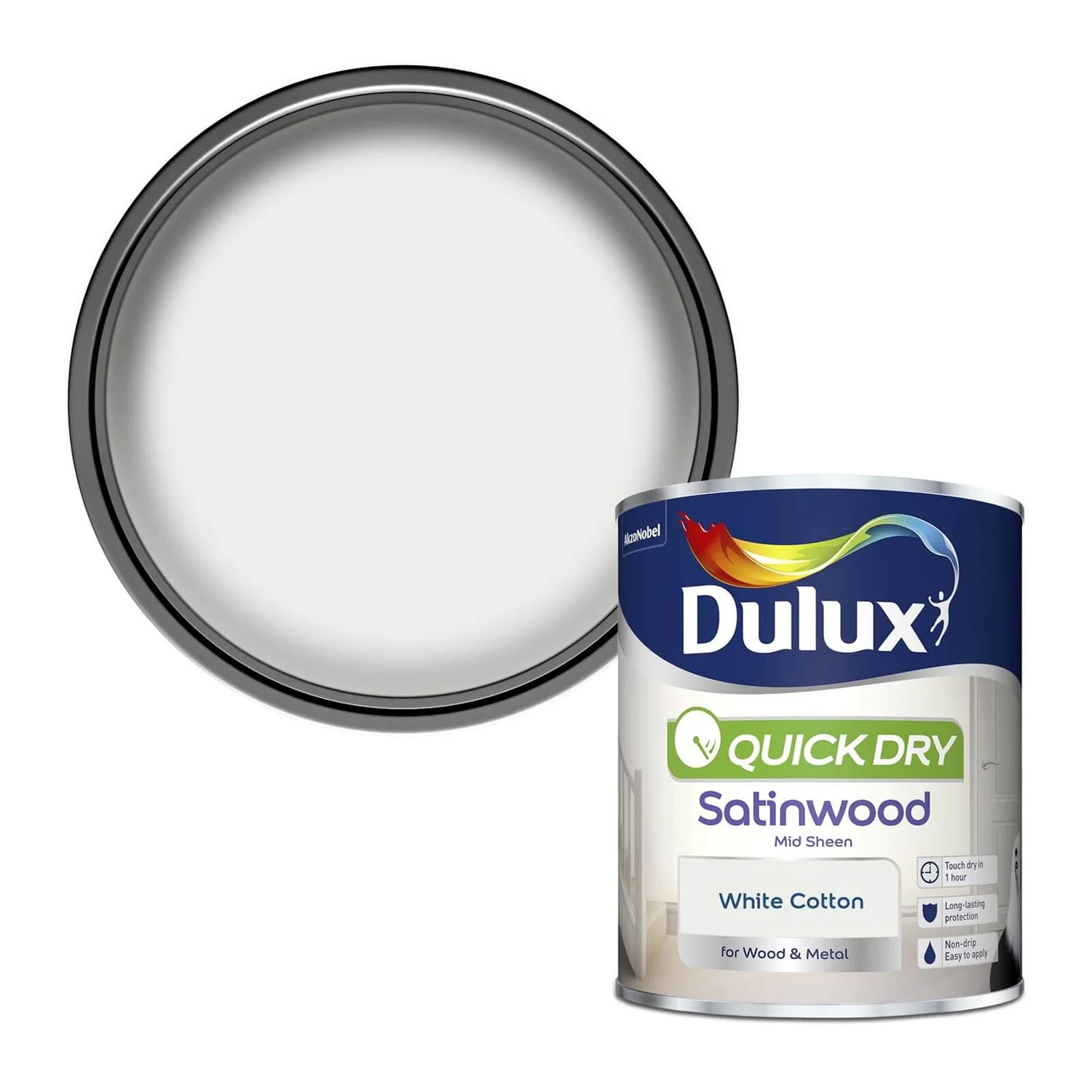 Dulux Quick Dry Satinwood White Cotton - 750ml 3 Dulux Quick Dry Satinwood White Cotton - 750ml