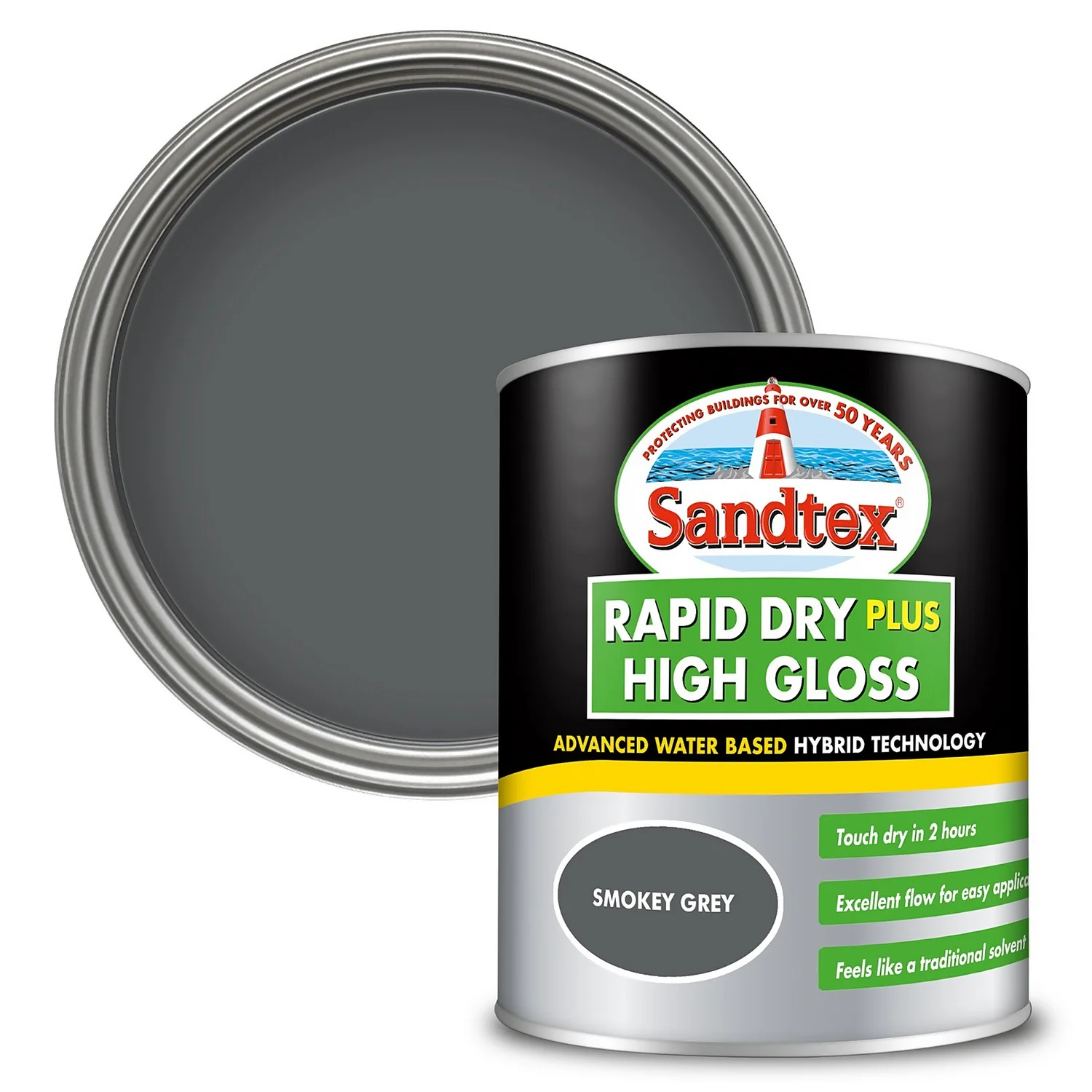 Sandtex® Rapid Dry Gloss Paint Smoky Grey - 750ml 3 Sandtex® Rapid Dry Gloss Paint Smoky Grey - 750ml