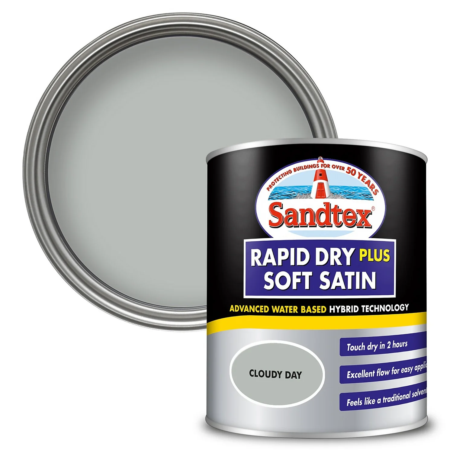 Sandtex® Rapid Dry Satin Paint Cloudy Day - 750ml 3 Sandtex® Rapid Dry Satin Paint Cloudy Day - 750ml