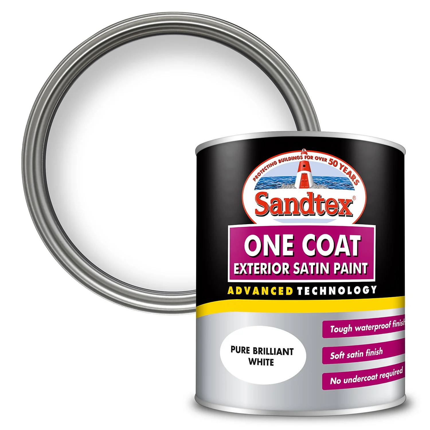 Sandtex® Exterior One Coat Satin Paint Pure Brilliant White - 750ml 3 Sandtex® Exterior One Coat Satin Paint Pure Brilliant White - 750ml