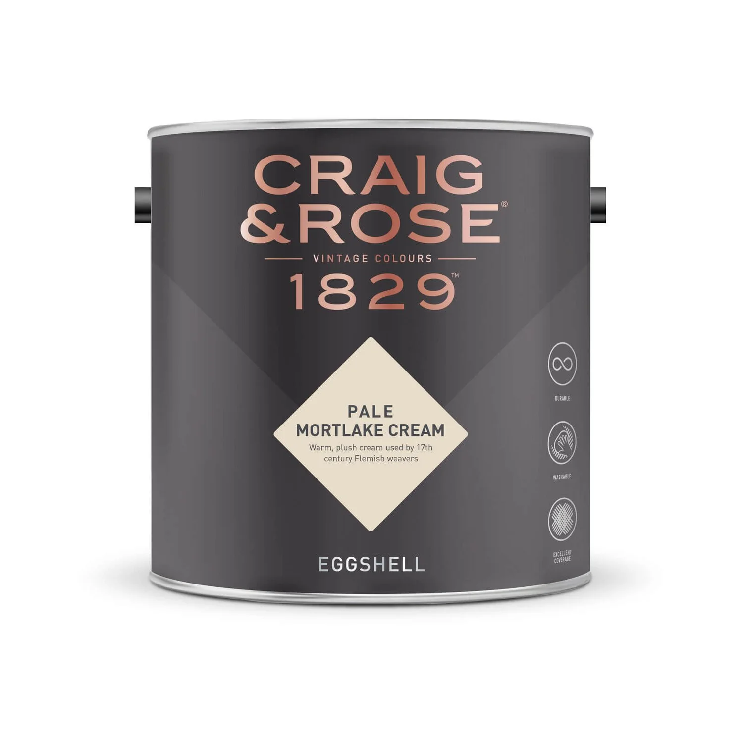 Craig & Rose 1829 Eggshell Paint Pale Mortlake Cream - 2.5L 4 Craig & Rose 1829 Eggshell Paint Pale Mortlake Cream - 2.5L - Image 2