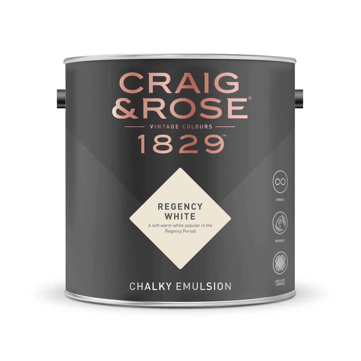 Craig & Rose 1829 Chalky Emulsion Paint Regency White - 2.5L 4 Craig & Rose 1829 Chalky Emulsion Paint Regency White - 2.5L - Image 2