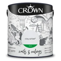 Crown Walls & Ceilings Silk Emulsion Paint Clay White - 2.5L 19 Crown Walls & Ceilings Silk Emulsion Paint Clay White - 2.5L -Paint Store 12819350 1974966163776185