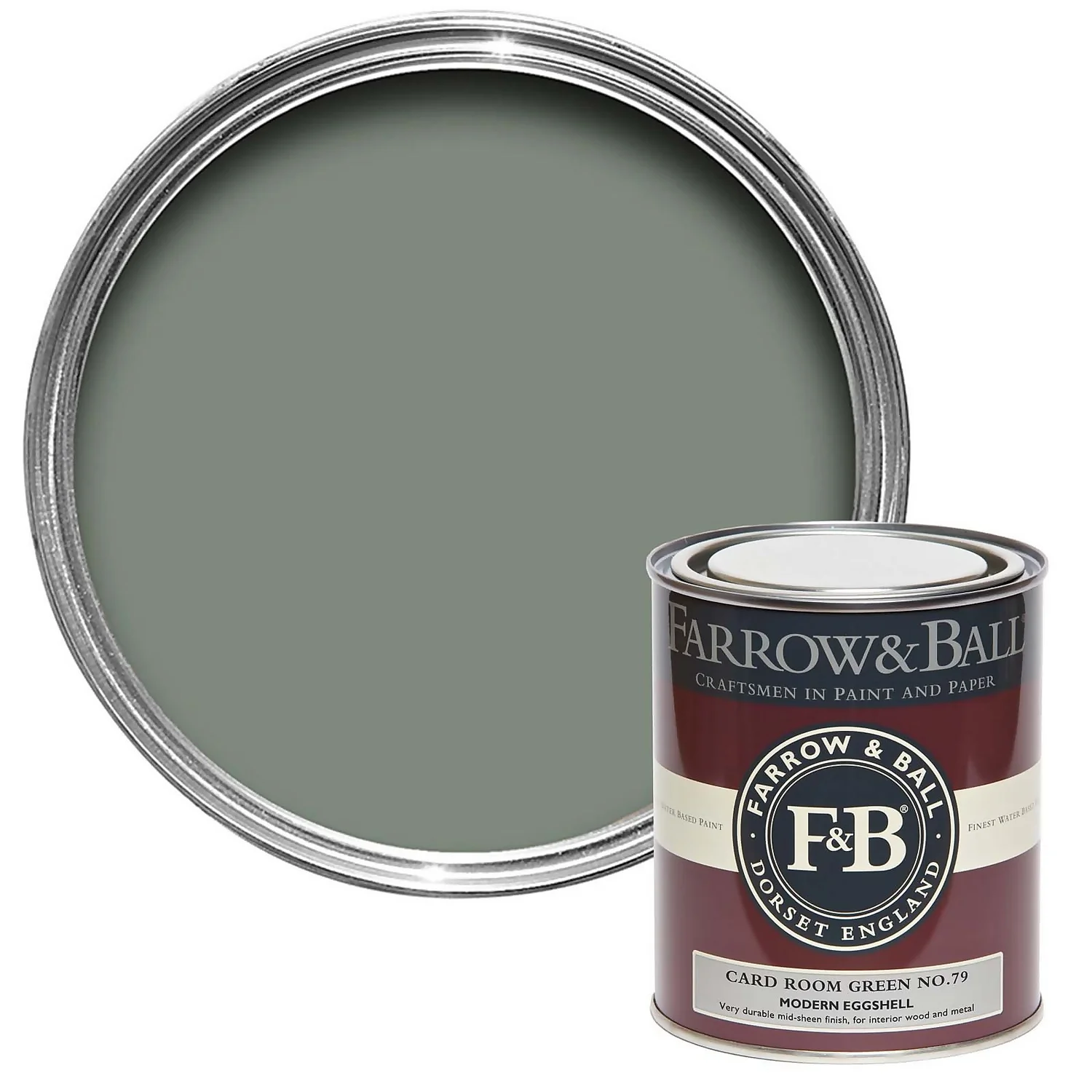 Farrow & Ball Modern Eggshell Paint Card Room Green - 750ml 3 Farrow & Ball Modern Eggshell Paint Card Room Green - 750ml