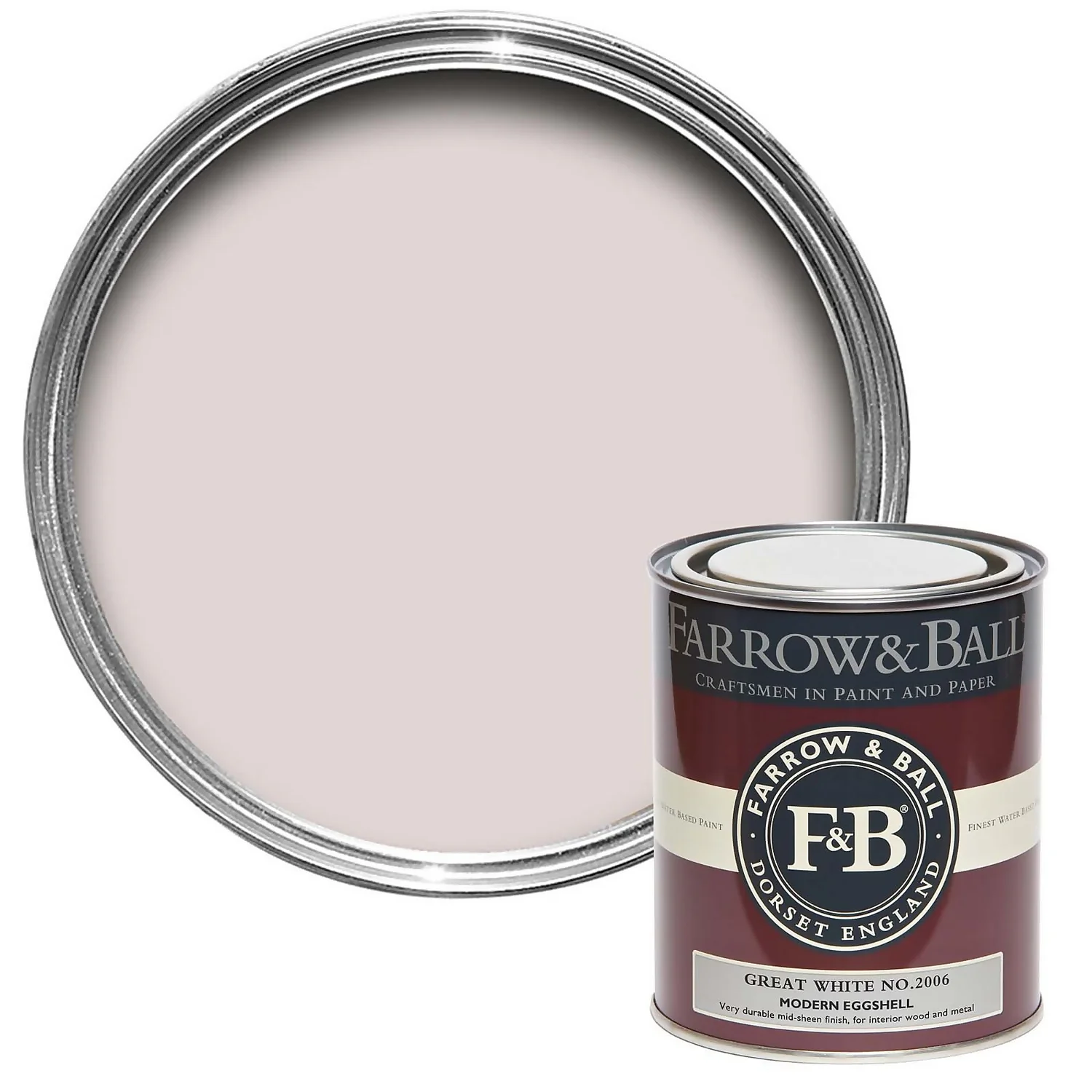Farrow & Ball Modern Eggshell Paint Great White - 750ml 3 Farrow & Ball Modern Eggshell Paint Great White - 750ml