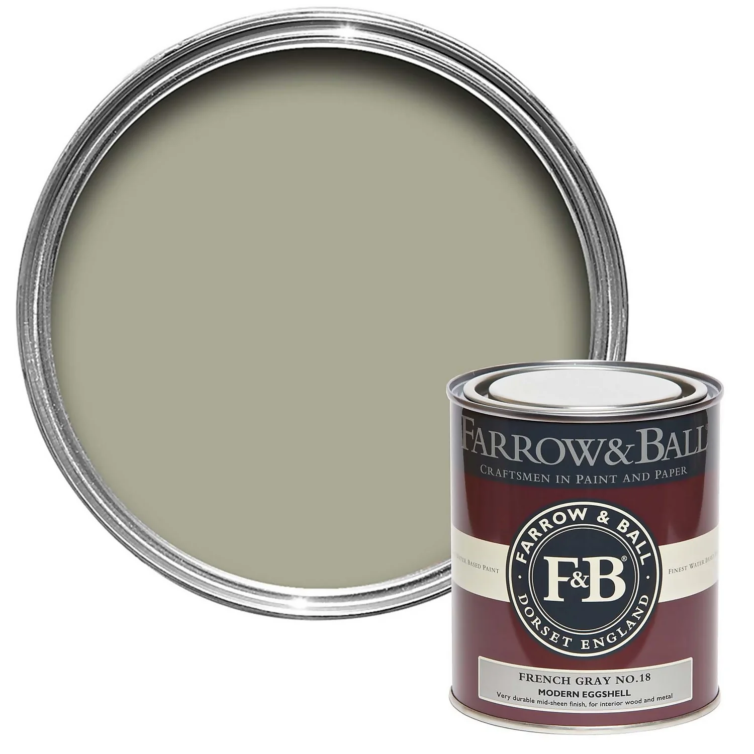 Farrow & Ball Modern Eggshell Paint French Gray - 750ml 3 Farrow & Ball Modern Eggshell Paint French Gray - 750ml