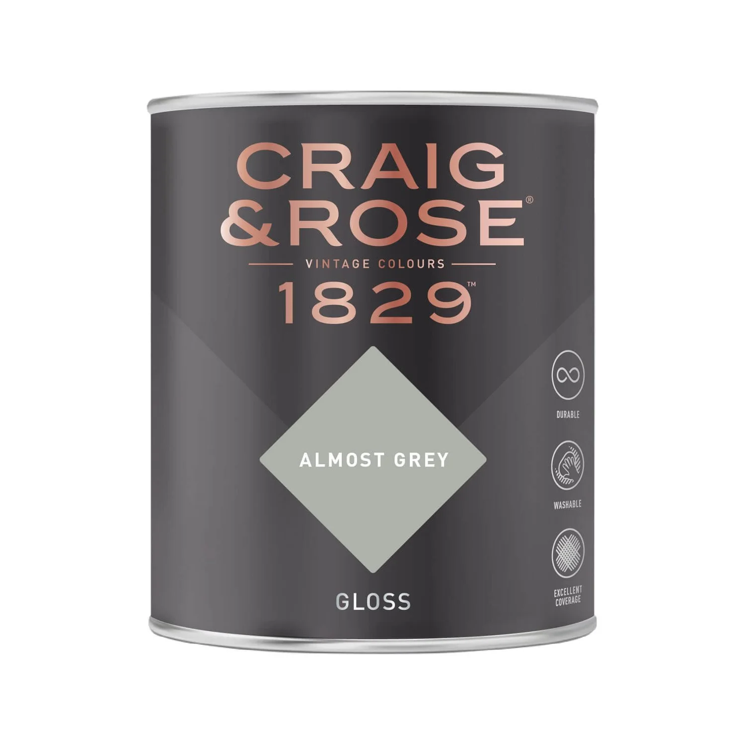 Craig & Rose 1829 Gloss Paint Almost Grey -750ml 4 Craig & Rose 1829 Gloss Paint Almost Grey -750ml - Image 2