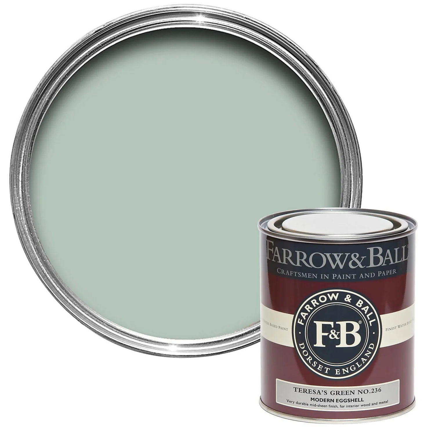 Farrow & Ball Modern Eggshell Paint Teresa's Green - 750ml 3 Farrow & Ball Modern Eggshell Paint Teresa's Green - 750ml