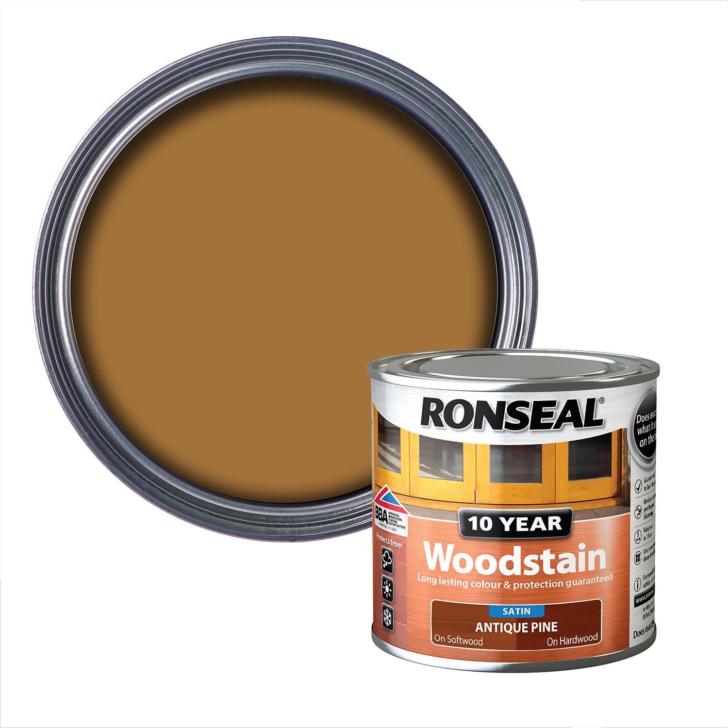 Ronseal 10 Year Woodstain Antique Pine Satin - 250ml 3 Ronseal 10 Year Woodstain Antique Pine Satin - 250ml