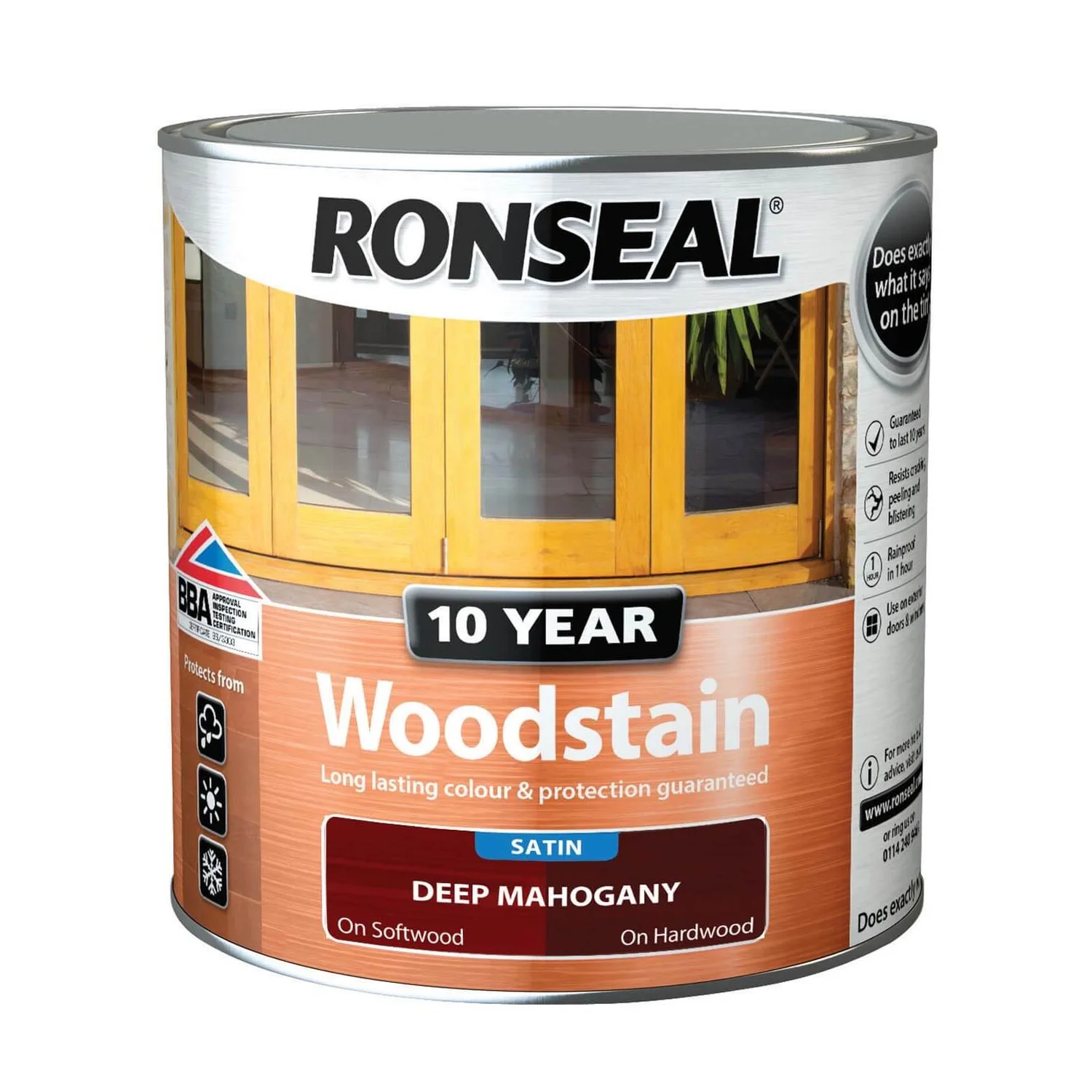 Ronseal 10 Year Woodstain Deep Mahogany Satin - 750ml 7 Ronseal 10 Year Woodstain Deep Mahogany Satin - 750ml - Image 5