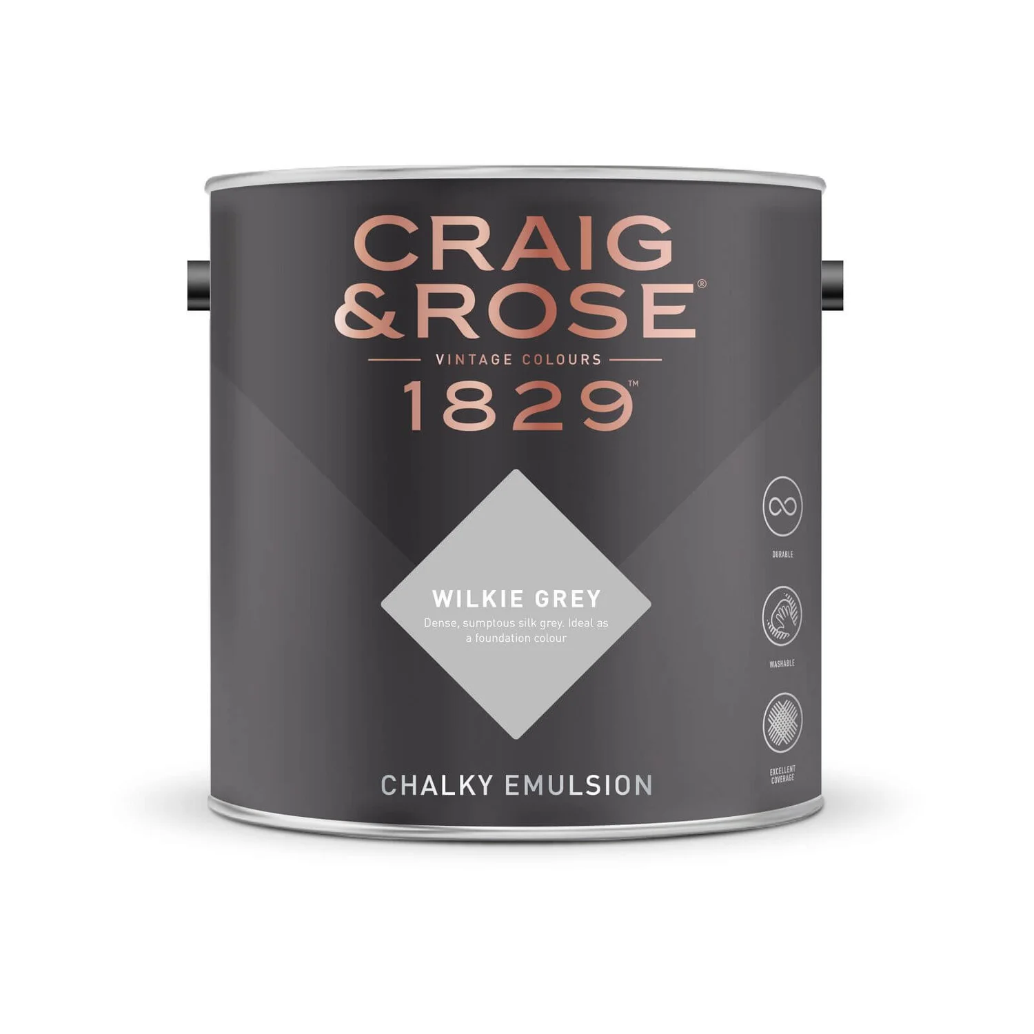 Craig & Rose 1829 Chalky Matt Emulsion Paint Wilkie Grey - 2.5L 4 Craig & Rose 1829 Chalky Matt Emulsion Paint Wilkie Grey - 2.5L - Image 2