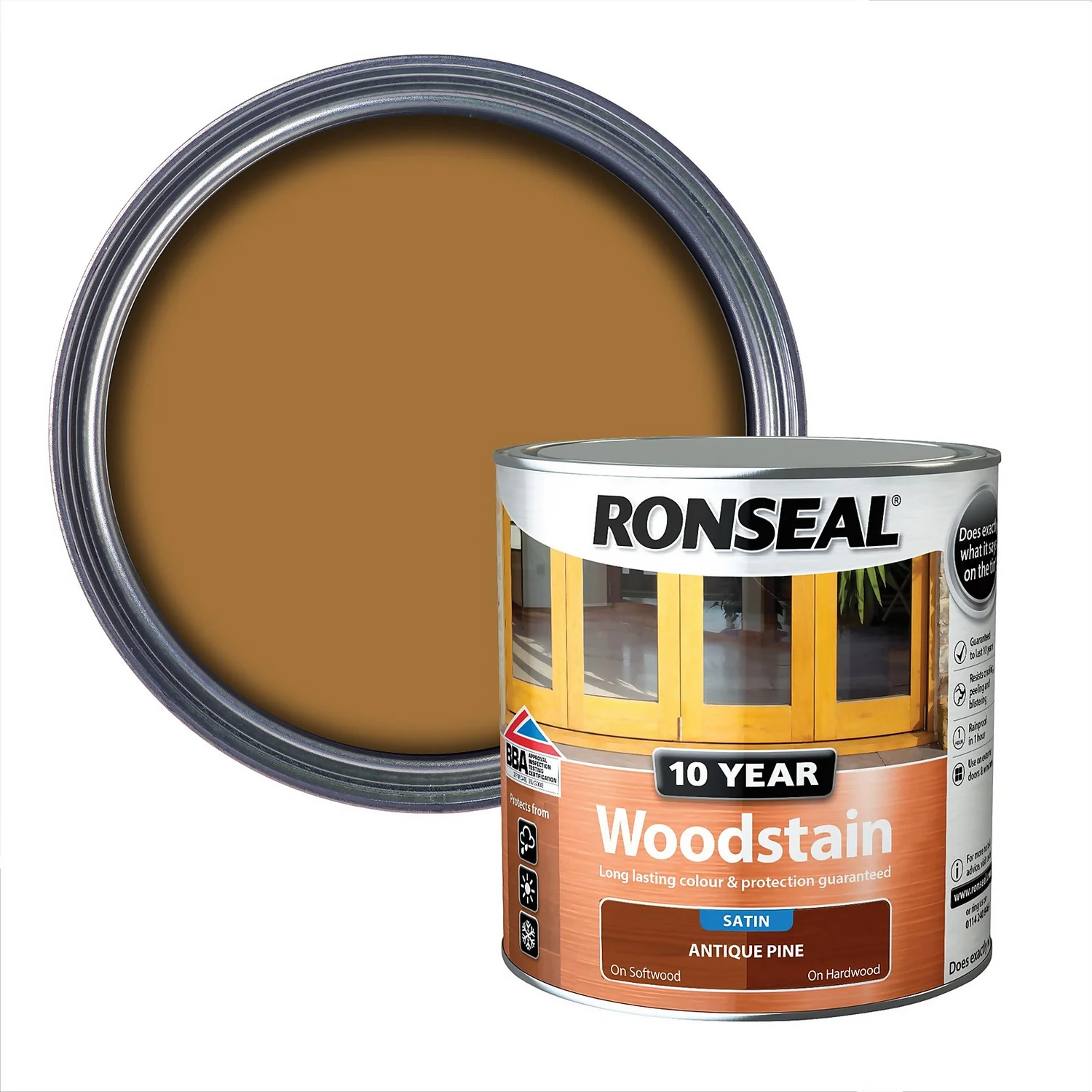 Ronseal 10 Year Woodstain Antique Pine Satin - 2.5L 3 Ronseal 10 Year Woodstain Antique Pine Satin - 2.5L
