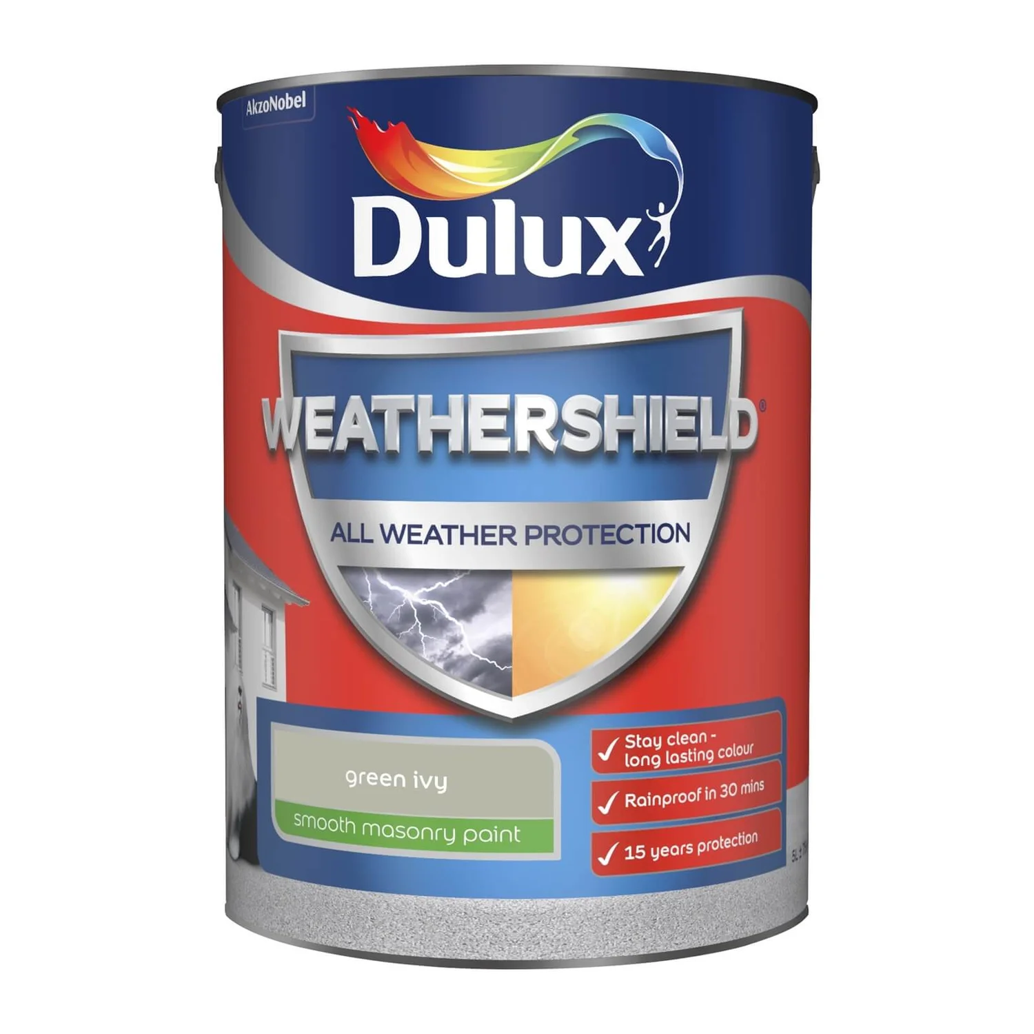 Dulux Weathershield All Weather Smooth Masonry Paint Green Ivy - 5L 3 Dulux Weathershield All Weather Smooth Masonry Paint Green Ivy - 5L