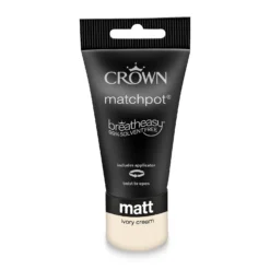 Crown Walls & Ceilings Matt Emulsion Paint Ivory Cream - Tester 40ml -Paint Store 12823418 1484977312759951