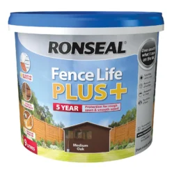Ronseal Fence Life Plus Paint Medium Oak - 9L -Paint Store 12826700 1294942086747549