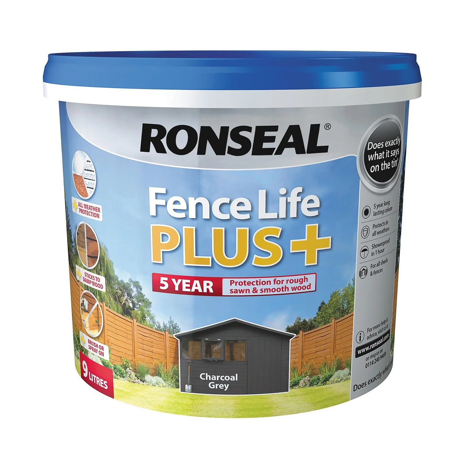 Ronseal Fence Life Plus Paint Charcoal Grey - 9L 9 Ronseal Fence Life Plus Paint Charcoal Grey - 9L - Image 7