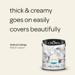Crown Walls & Ceilings Matt Emulsion Paint Cream White - 5L -Paint Store 12829383 1964969528583925