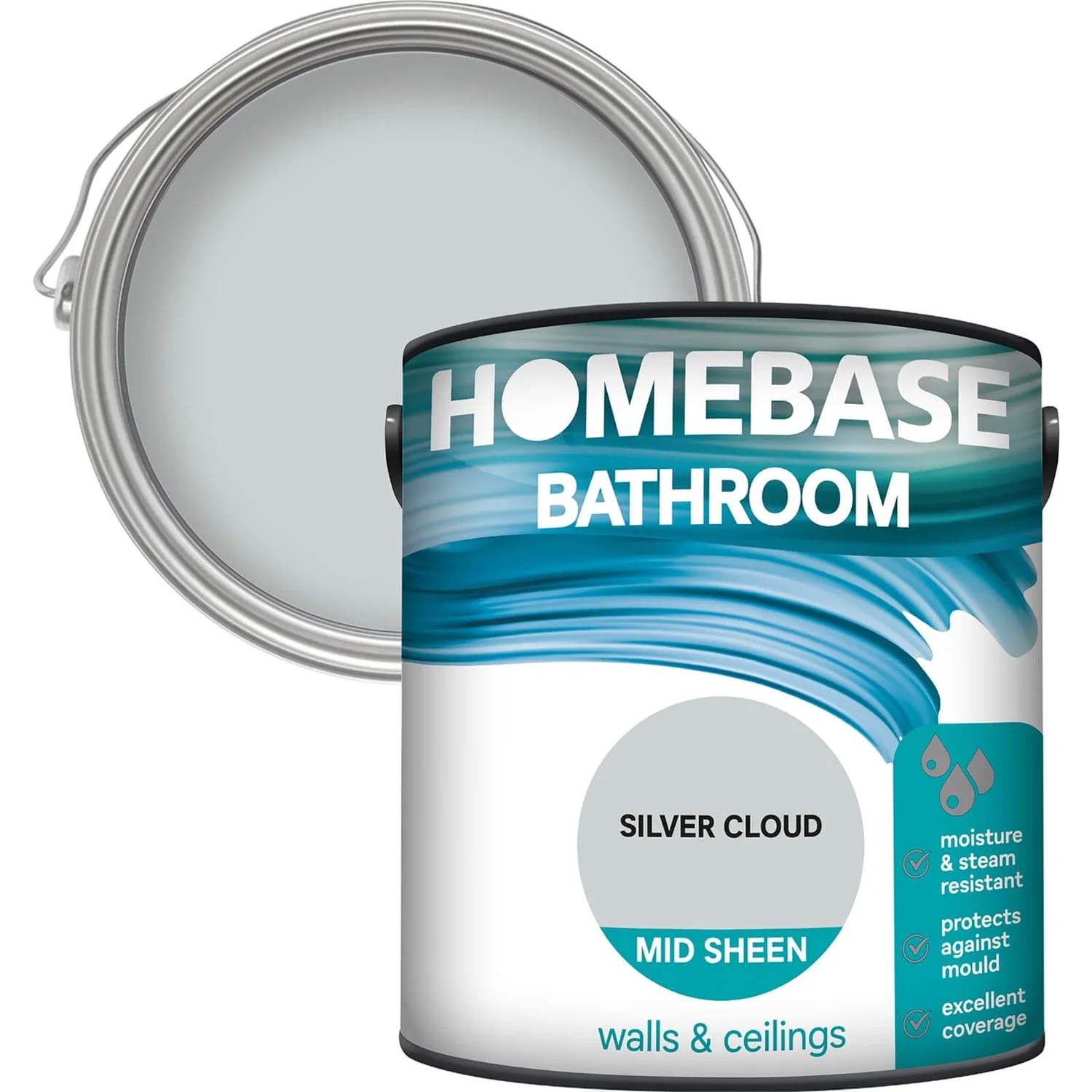 Homebase Bathroom Mid Sheen Paint - Silver Cloud 2.5L 3 Homebase Bathroom Mid Sheen Paint - Silver Cloud 2.5L