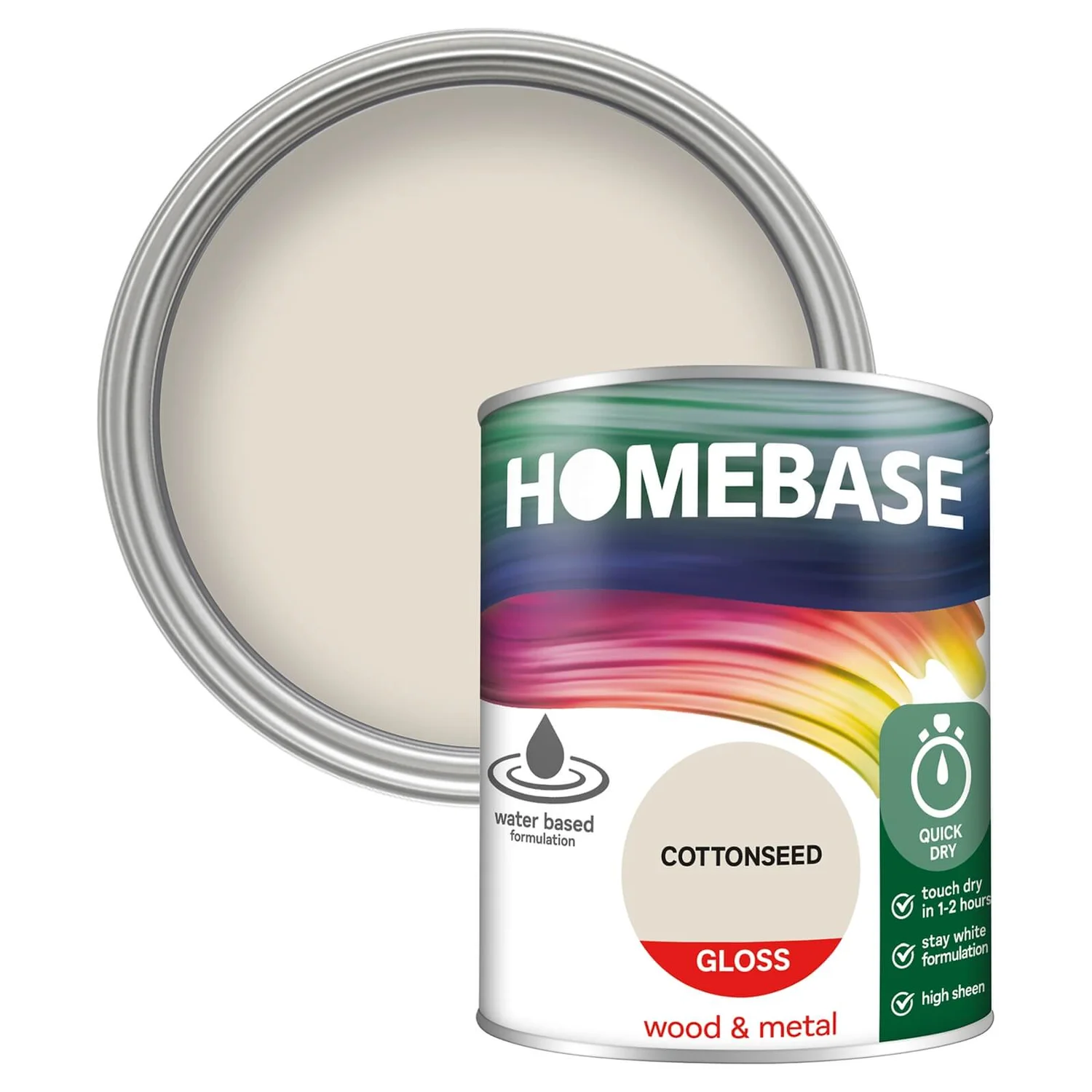 Homebase Interior Quick Dry Gloss Paint Cottonseed - 750ml 3 Homebase Interior Quick Dry Gloss Paint Cottonseed - 750ml