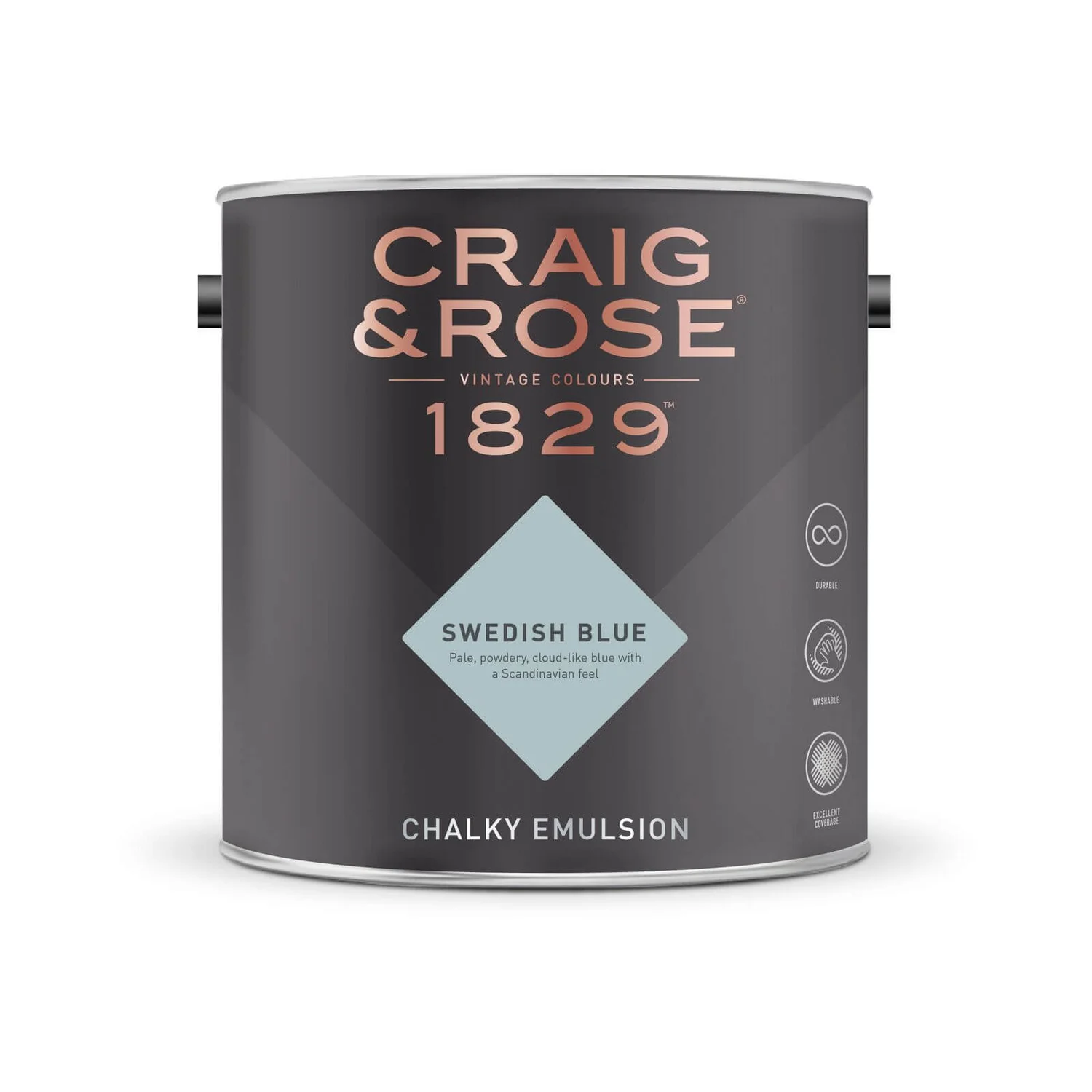 Craig & Rose 1829 Chalky Emulsion Paint Swedish Blue - 5L 4 Craig & Rose 1829 Chalky Emulsion Paint Swedish Blue - 5L - Image 2