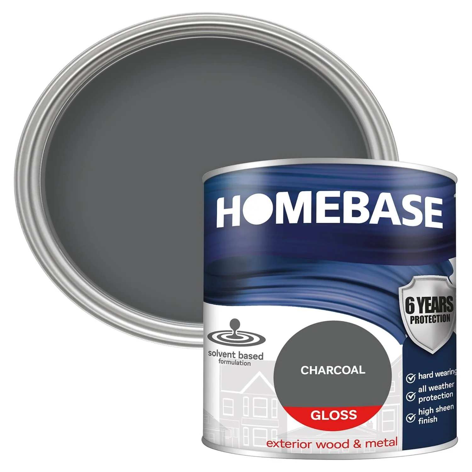 Homebase Exterior Gloss Paint - Charcoal 750ml 3 Homebase Exterior Gloss Paint - Charcoal 750ml