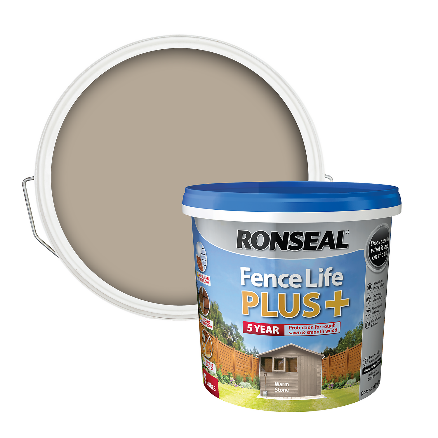 Ronseal Fence Life Plus - Warm Stone - 5L 3 Ronseal Fence Life Plus - Warm Stone - 5L