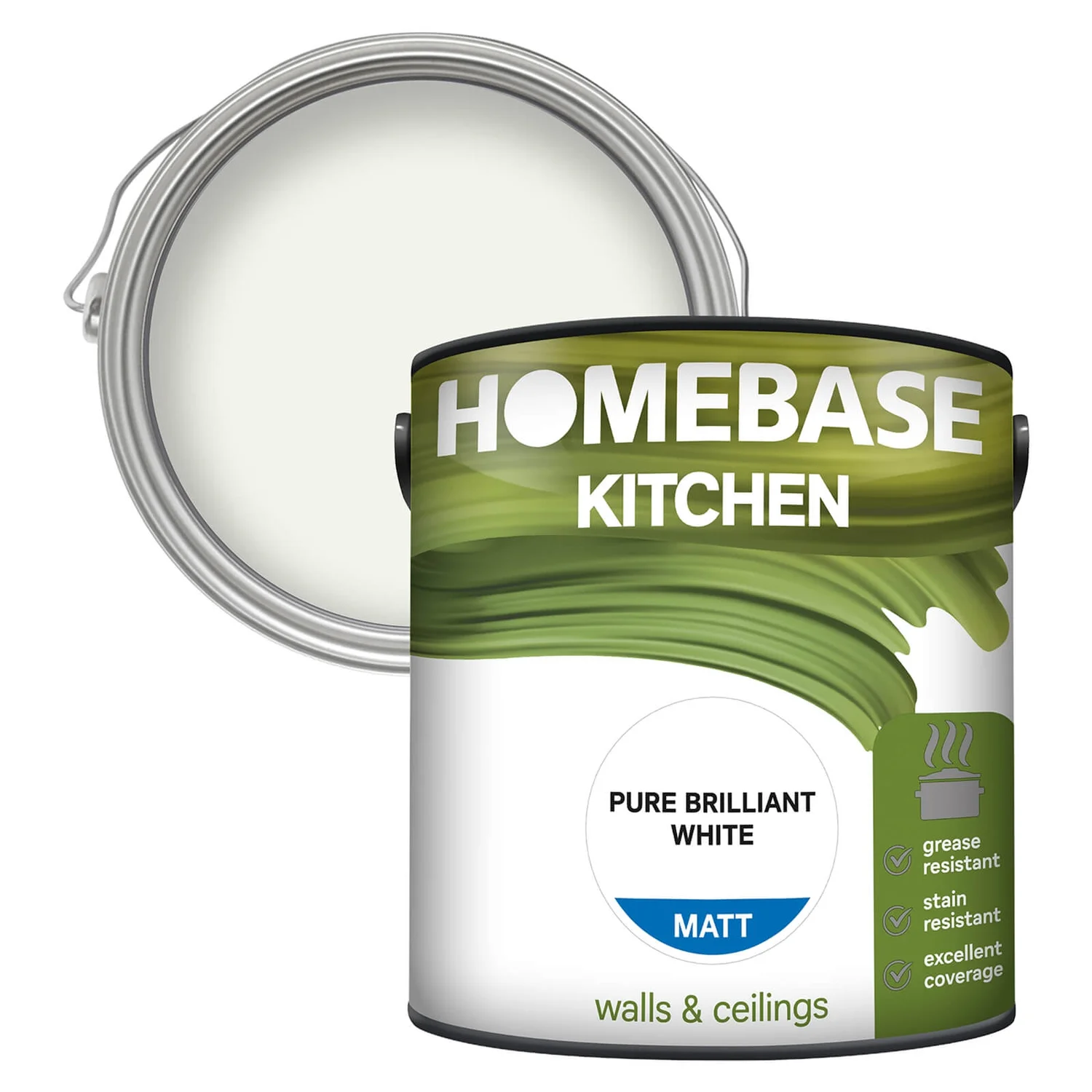 Homebase Kitchen Matt Paint - Pure Brilliant White 2.5L 3 Homebase Kitchen Matt Paint - Pure Brilliant White 2.5L