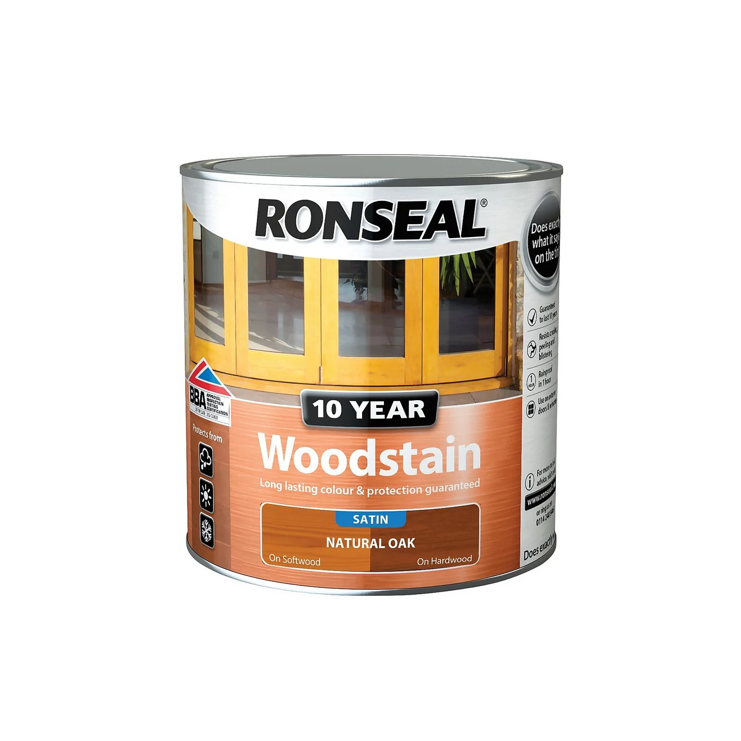 Ronseal 10 Year Woodstain Natural Oak Satin - 2.5L 6 Ronseal 10 Year Woodstain Natural Oak Satin - 2.5L - Image 4