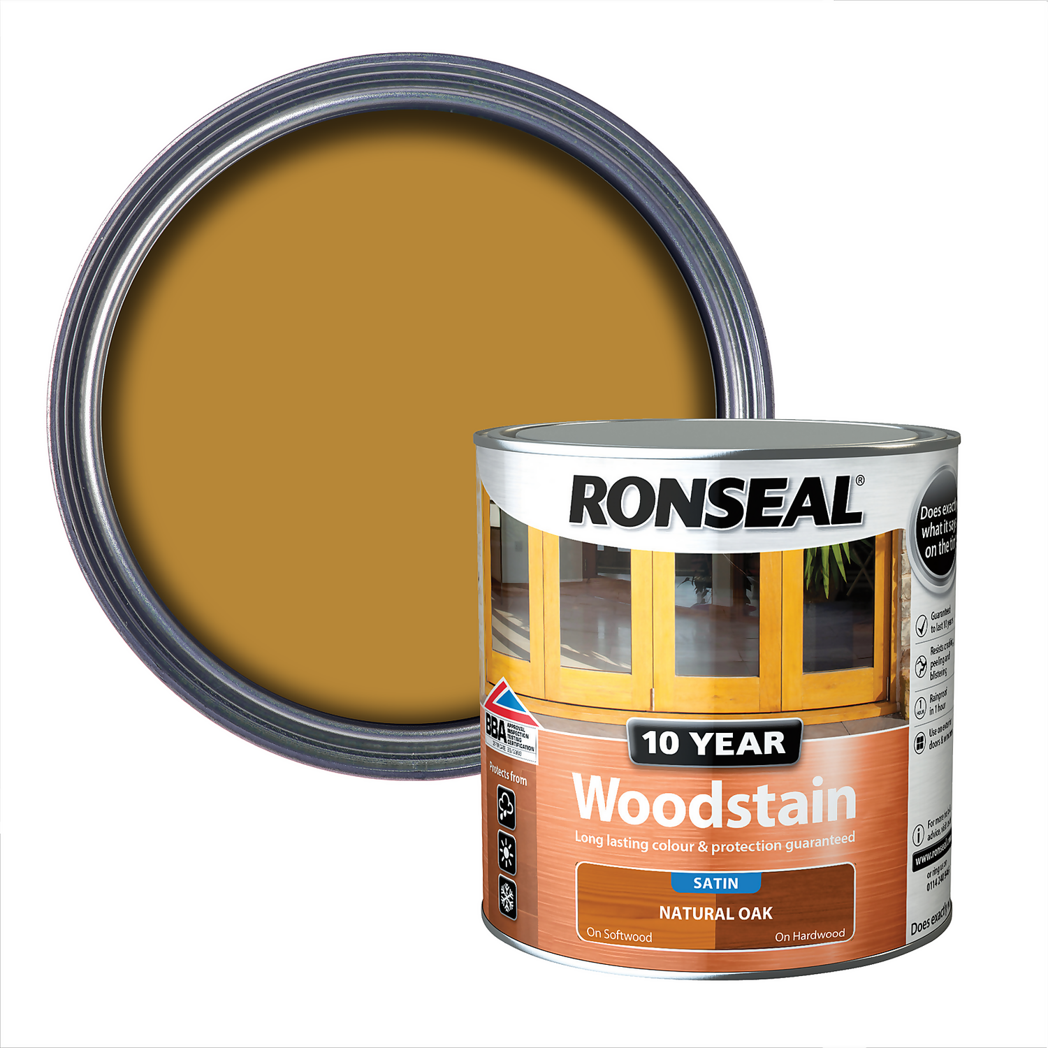 Ronseal 10 Year Woodstain Natural Oak Satin - 2.5L 3 Ronseal 10 Year Woodstain Natural Oak Satin - 2.5L