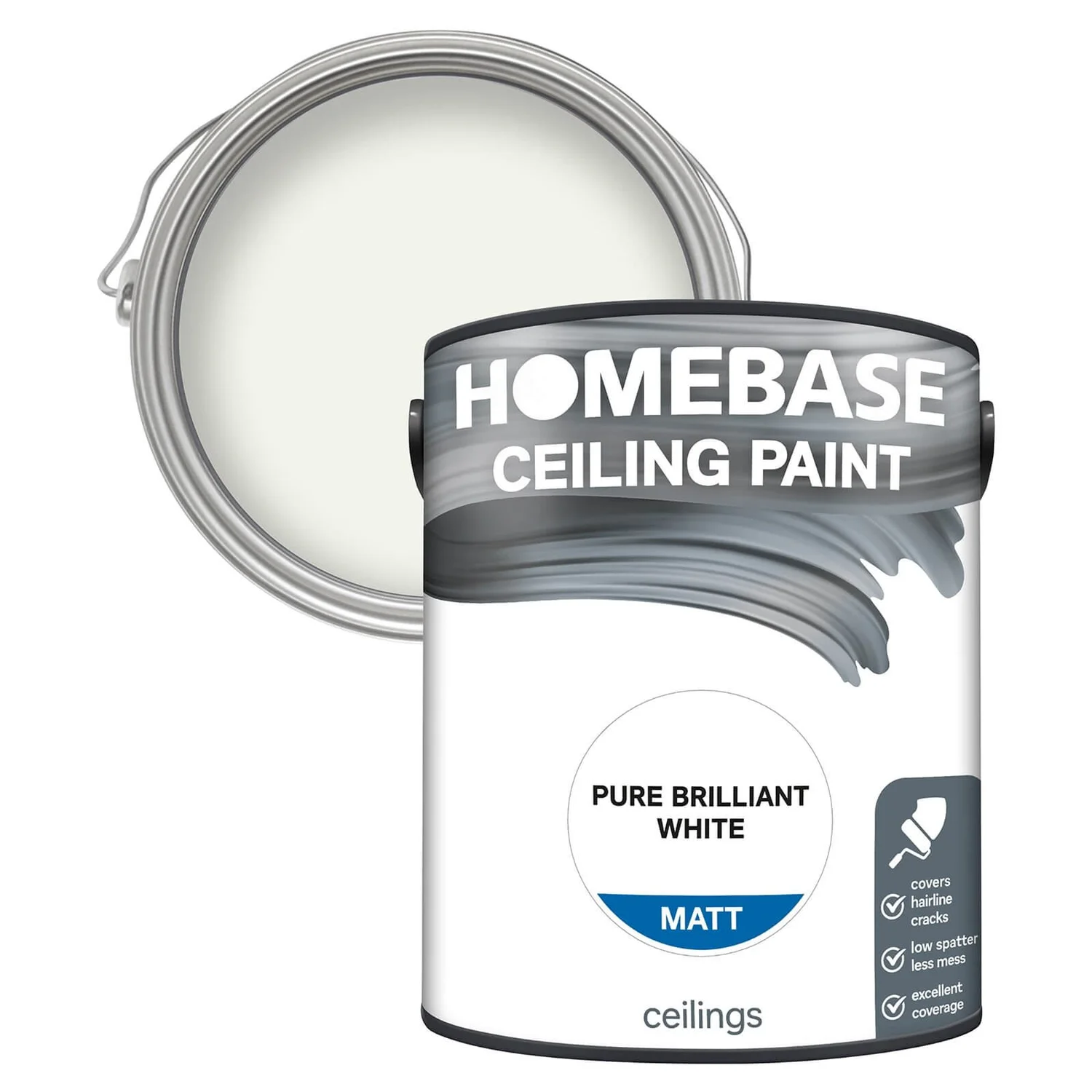 Homebase Ceiling Paint Pure Brilliant White - 5L 3 Homebase Ceiling Paint Pure Brilliant White - 5L