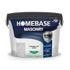 Homebase Smooth Masonry Paint - Brilliant White 10L -Paint Store 12833902 1905062052876097