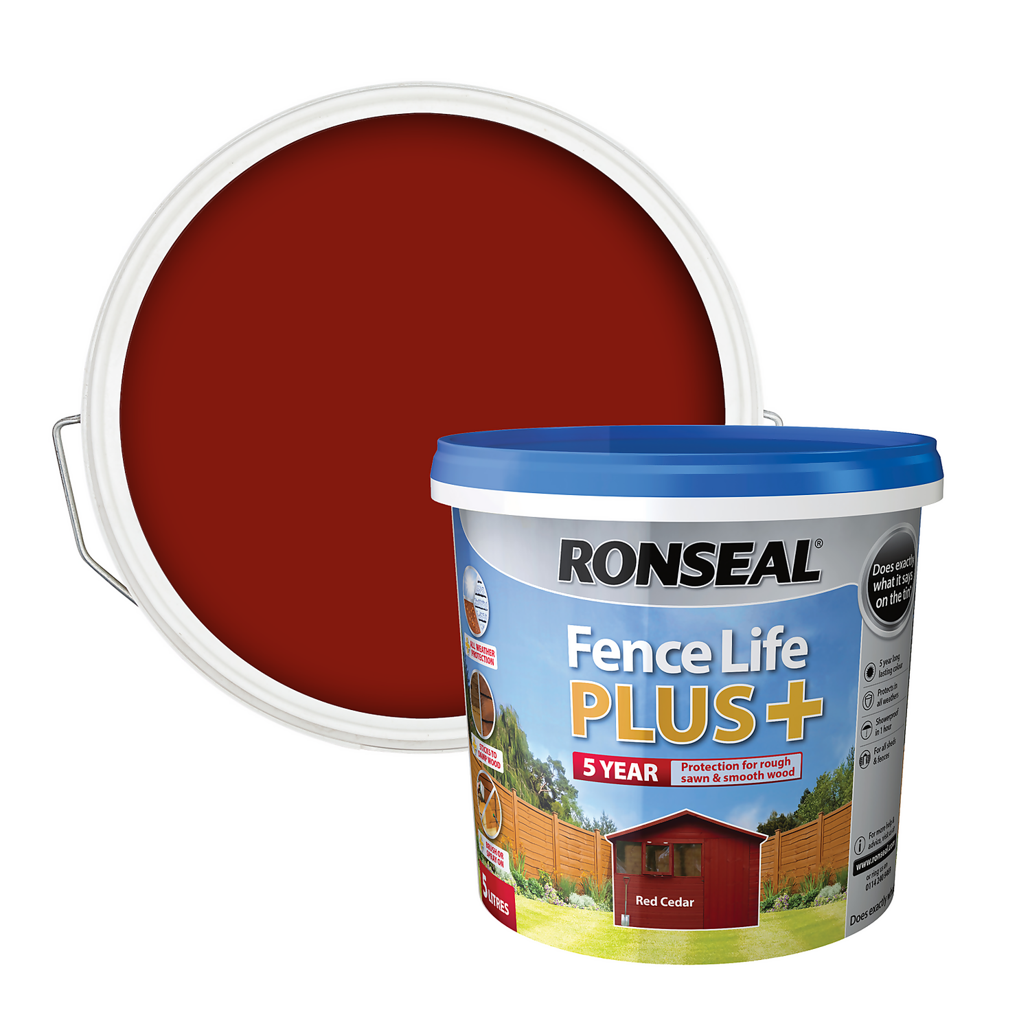 Ronseal Fence Life Plus Paint Red Cedar - 5L 3 Ronseal Fence Life Plus Paint Red Cedar - 5L