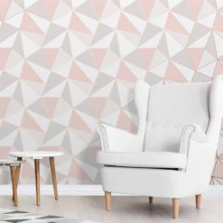 Fresco Apex Geometric Wallpaper - Pink & Rose Gold -Paint Store 12835580 1694832955828741