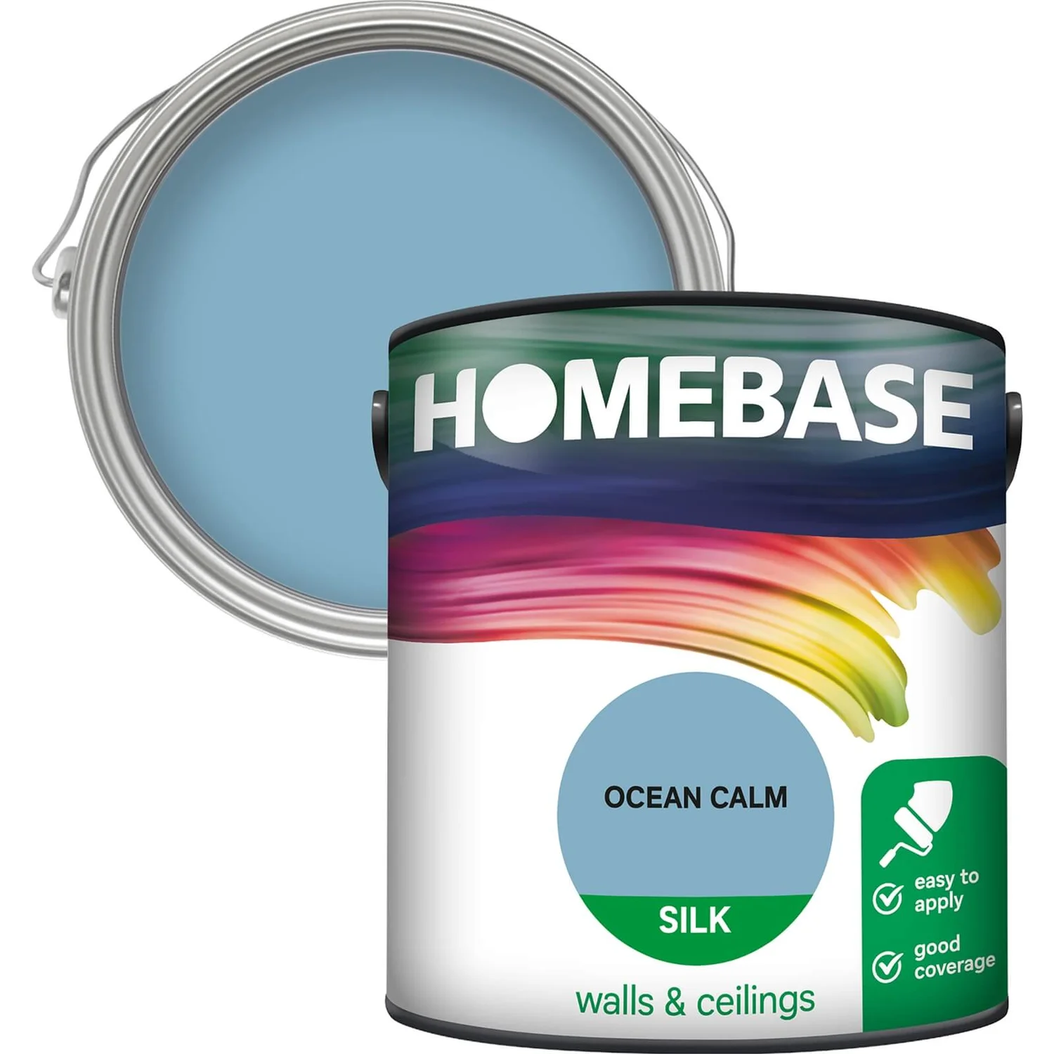 Homebase Silk Emulsion Paint Ocean Calm - 2.5L 3 Homebase Silk Emulsion Paint Ocean Calm - 2.5L