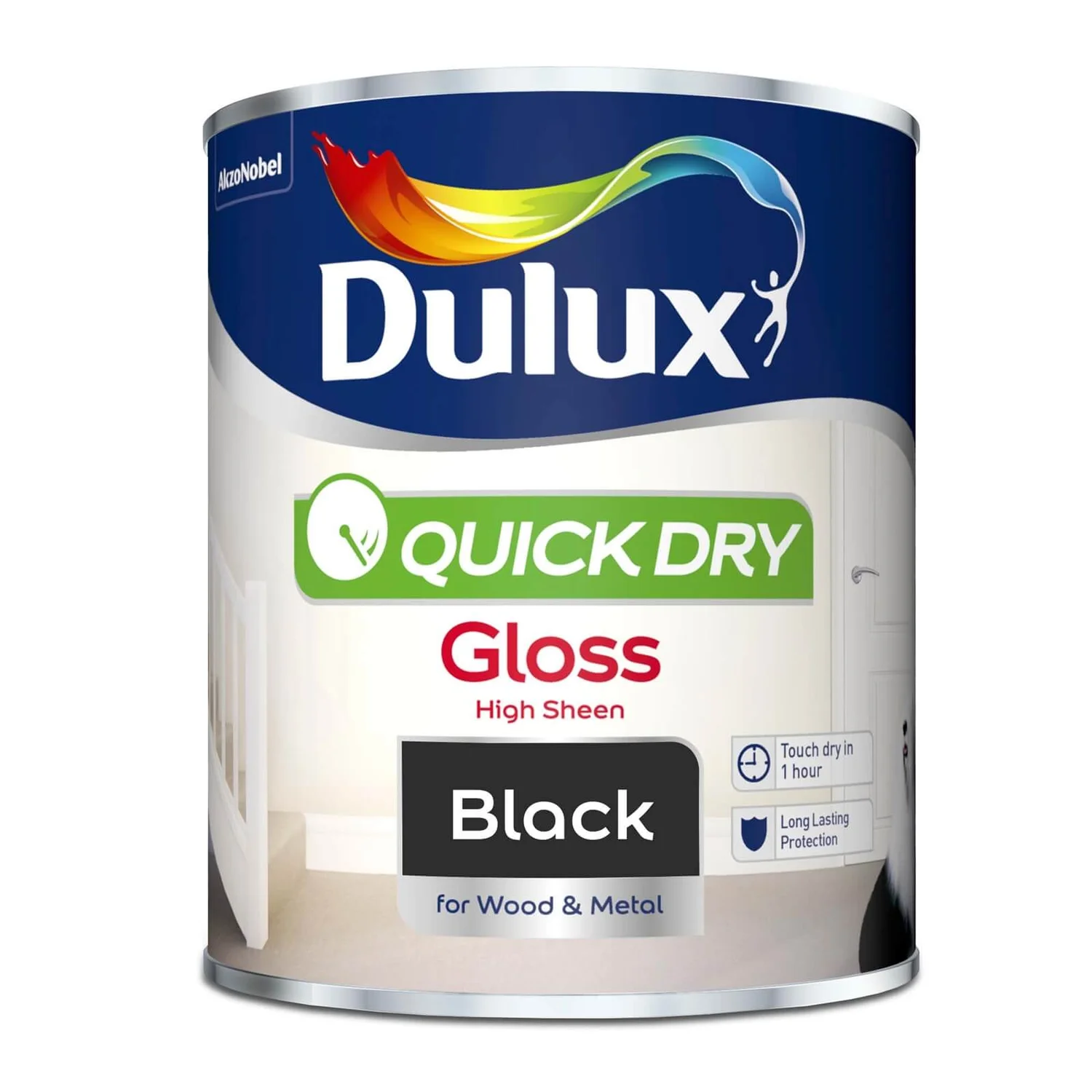 Dulux Quick Dry Gloss Paint Black - 750ml 6 Dulux Quick Dry Gloss Paint Black - 750ml - Image 4