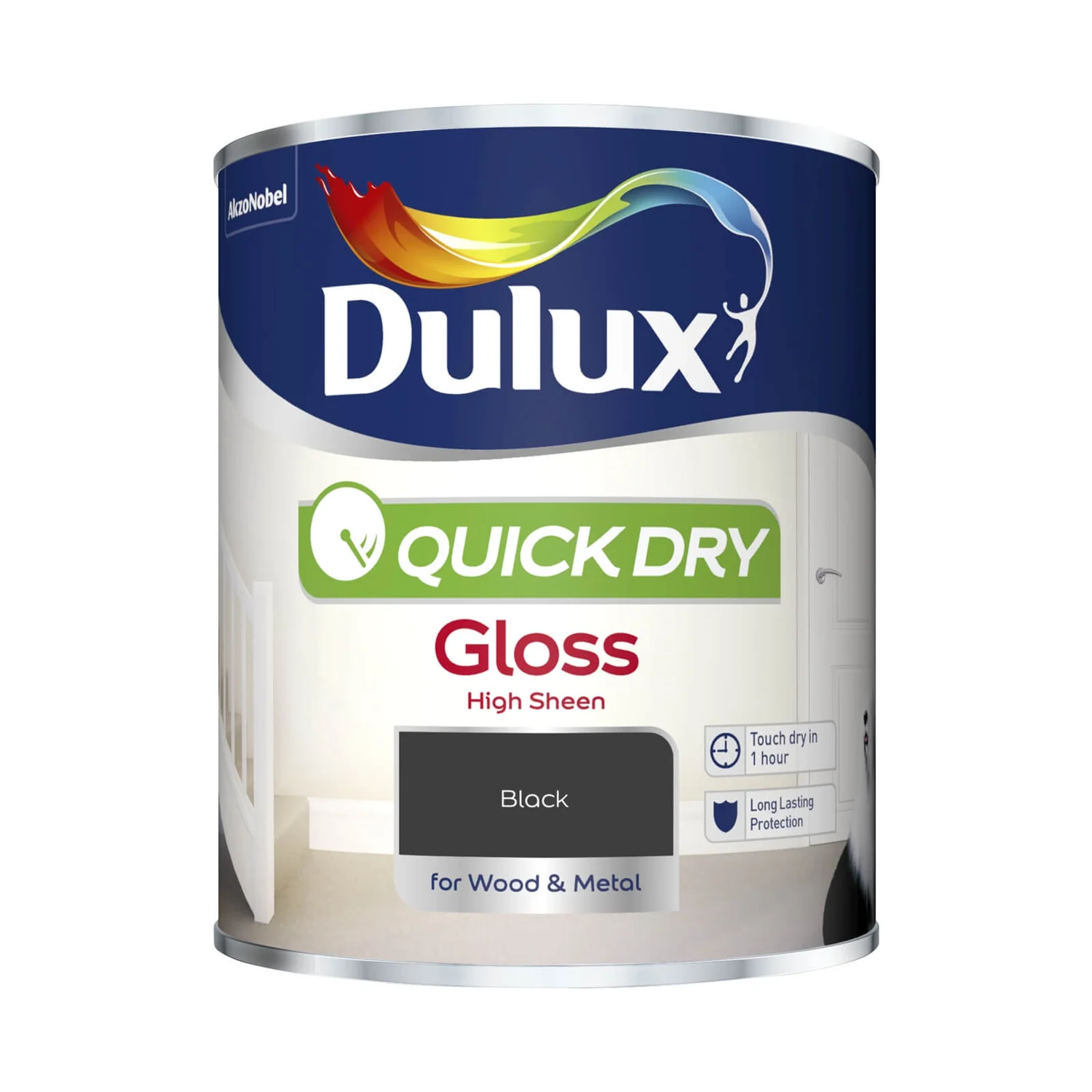 Dulux Quick Dry Gloss Paint Black - 750ml 4 Dulux Quick Dry Gloss Paint Black - 750ml - Image 2