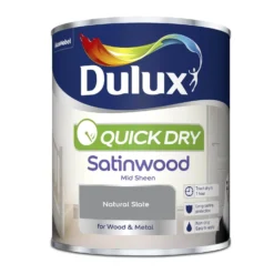 Dulux Quick Dry Satinwood Paint Natural Slate - 750ml -Paint Store 12837004 5024832980998318