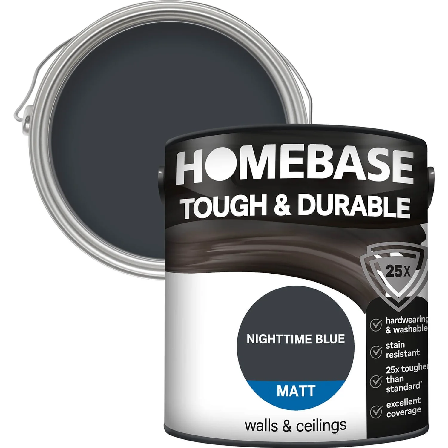 Homebase Tough & Durable Matt Paint Nighttime Blue - 2.5L 3 Homebase Tough & Durable Matt Paint Nighttime Blue - 2.5L