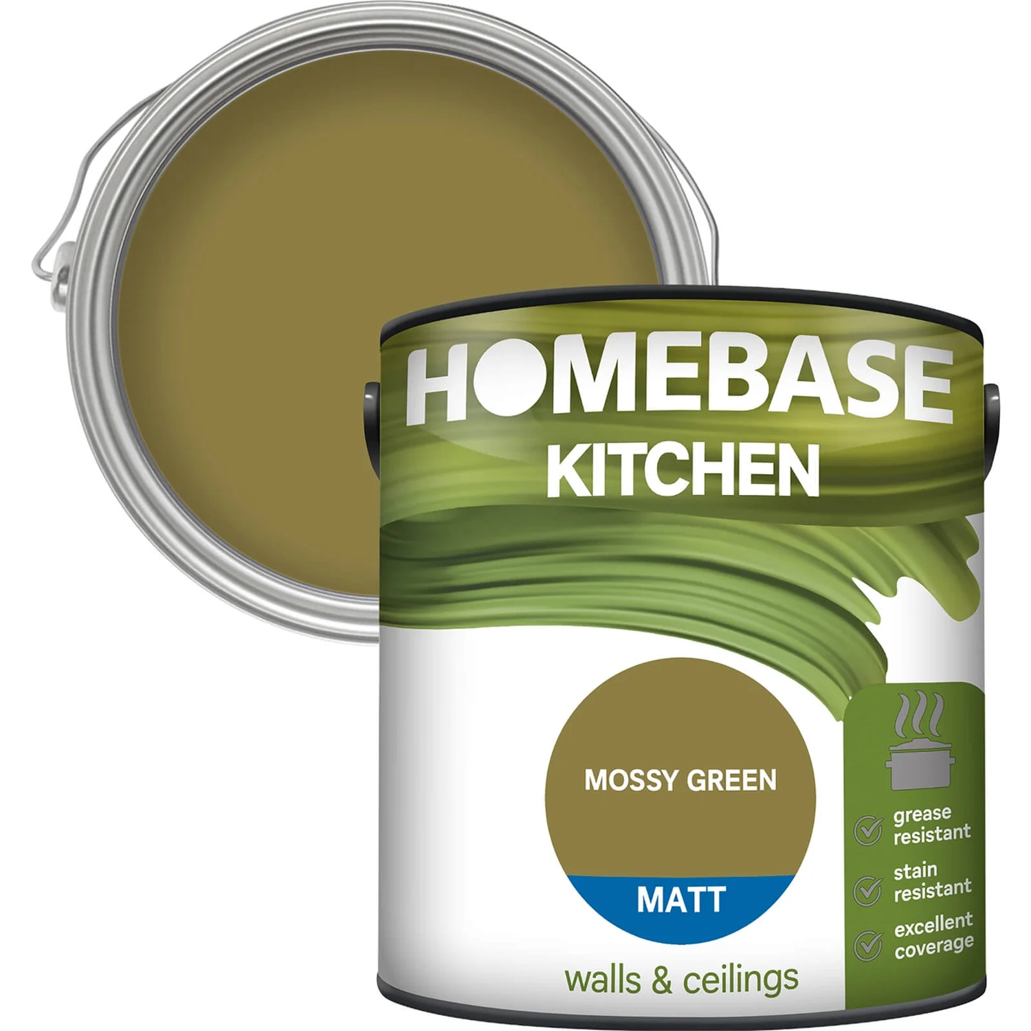 Homebase Kitchen Matt Paint - Moss Green 2.5L 3 Homebase Kitchen Matt Paint - Moss Green 2.5L