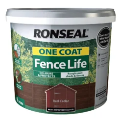 Ronseal One Coat Fence Life Paint Red Cedar - 9L -Paint Store 12837604 1044942087320246