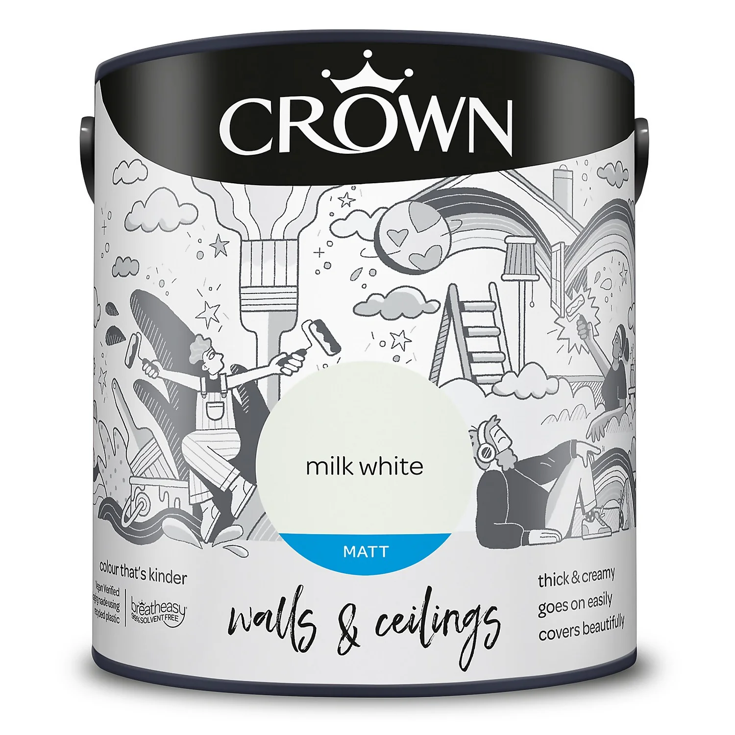 Crown Walls & Ceilings Matt Emulsion Paint Milk White - 2.5L 11 Crown Walls & Ceilings Matt Emulsion Paint Milk White - 2.5L - Image 9