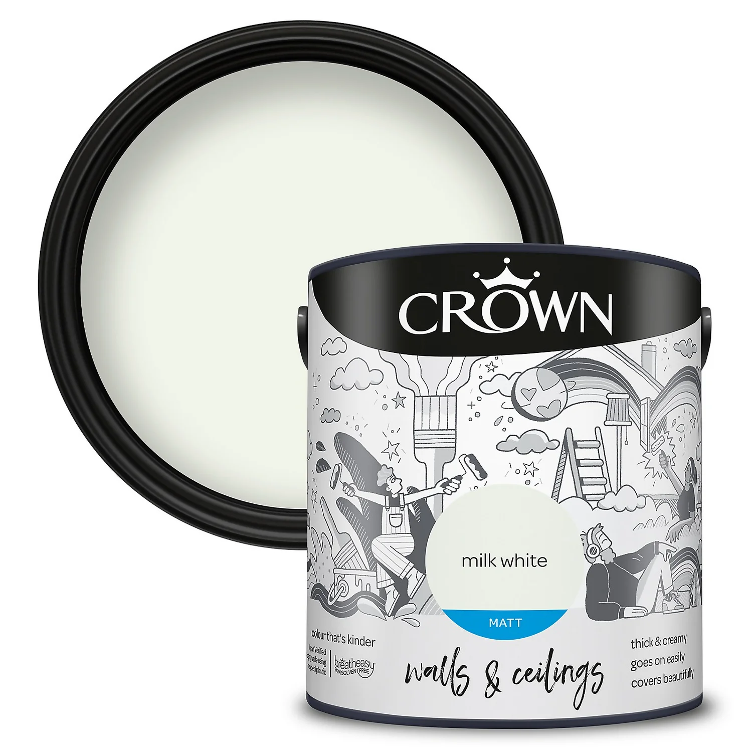 Crown Walls & Ceilings Matt Emulsion Paint Milk White - 2.5L 3 Crown Walls & Ceilings Matt Emulsion Paint Milk White - 2.5L